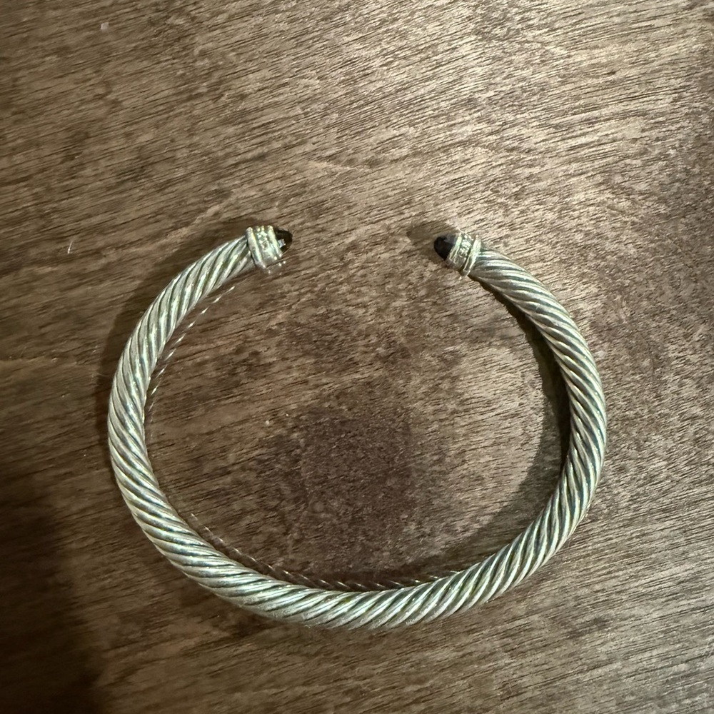 David Yurman Cable Bracelet Sterling Silver with Black Onyx and Diamonds, 4mm - Picture 3 of 5